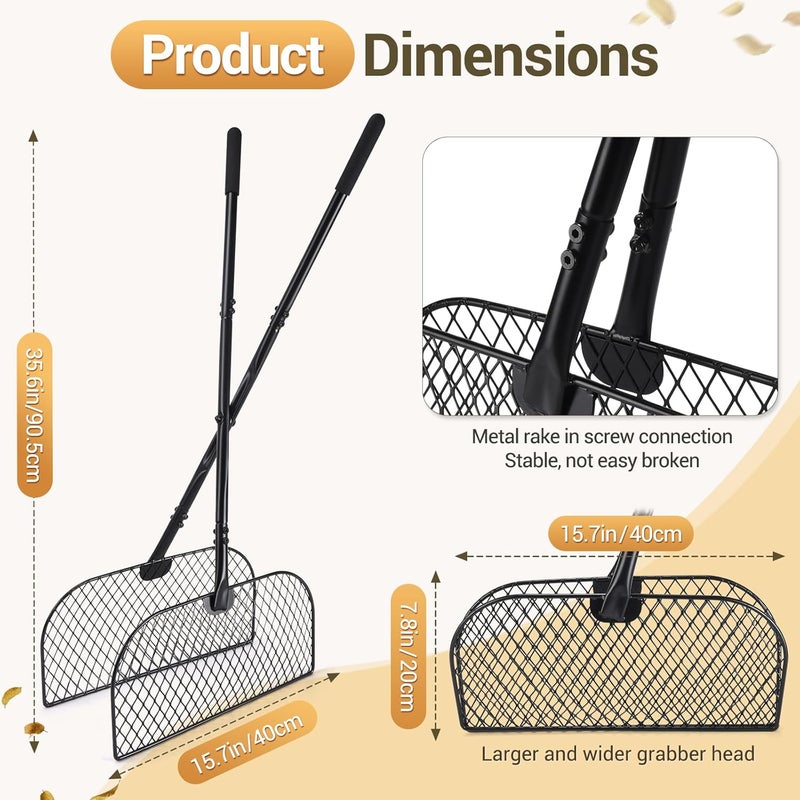CAROD Leaf Grabber Rake with Long Handle, Lightweight Metal Leaves Rakes, Leaf Collector for Gardening, Leaf and Grass Picker Upper, Efficient and Labor-Saving Yard Rake Leaf Grabber No Bending Over - Image 2